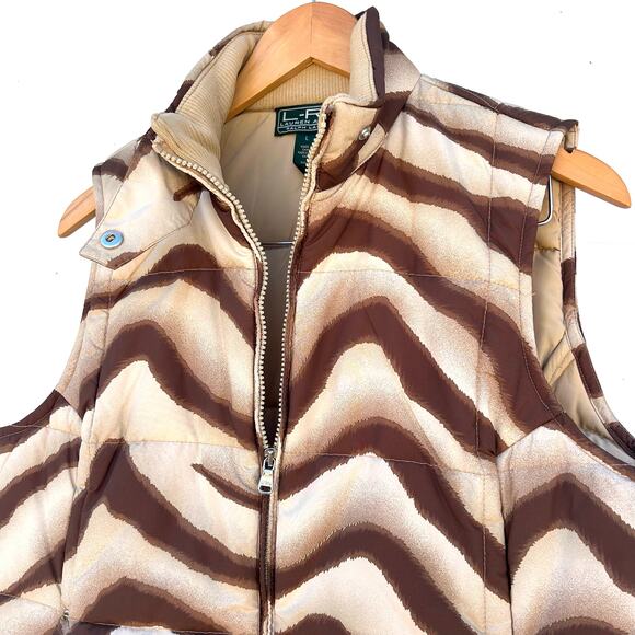Vintage Ralph Lauren Vest Animal Print Brown Large LRL Striped Puffy Women’s - Picture 8 of 12